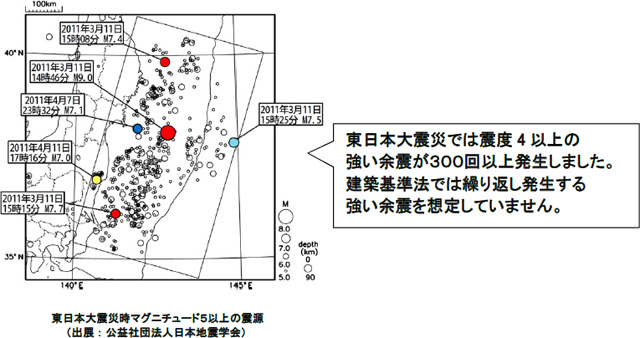 東日本大震災地震分布図
