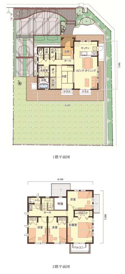 1階平面図　2階平面図