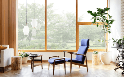 ウッドフレームのモダンな大窓