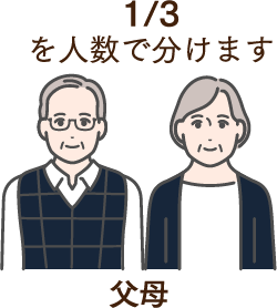 残る1/3を父母で分けます