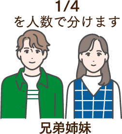 残る1/4を人数で分けます