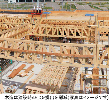 木造は建設時のCO₂排出を削減