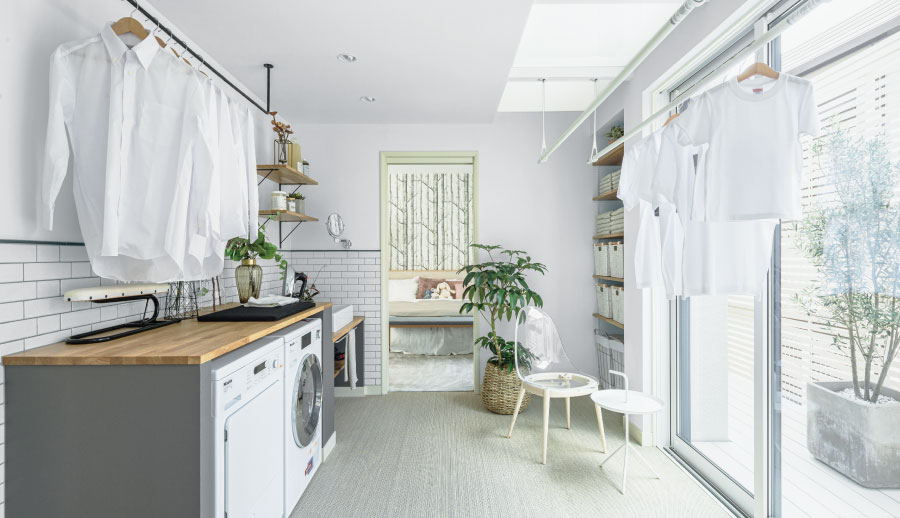 ランドリールームに室内干し